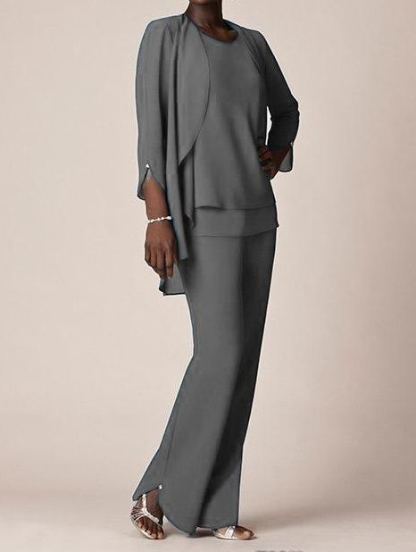 long grey chiffon jacket