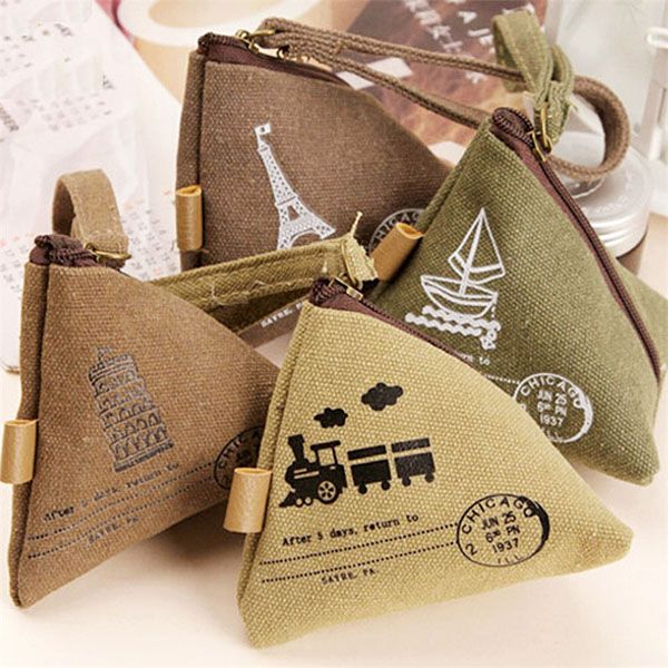 Cute Style Key Buckle Bag Triangle Bag Wallet Canvas Change Purse Coin Purse Women S Accessories Elele Gastro Wallets