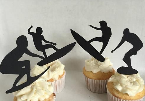 Acheter Pas Cher Personnalise Surf Silhouette Cupcake Surppers Bachelorette Hem Nuit Fournitures De Fete Mariage Anniversaire Baby Shower Parti Fournitures Decoration Du 0 29 Fr Dhgate