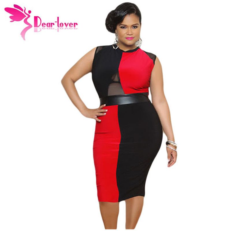 Gran Tamaño XL / XXL / XXXL Ropa De Mujer Tallas Grandes Vestido Midi Sin Mangas Negro Y Rojo Ropa De Trabajo De Oficina De LC60941 17410 De 22 € | DHgate