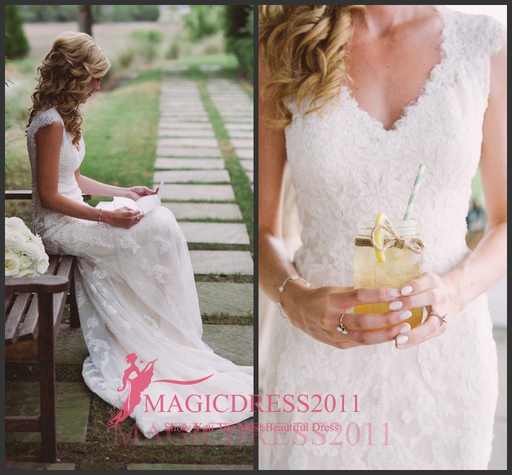 2019 South Carolina Country Wedding Dresses With Caps Sleeves Sheath V