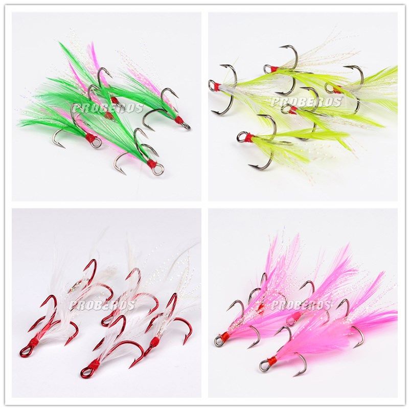 Details about / Professional Stainless Steel Feather Fishing Hooks Barbed Bass Boat Fishhook 10*