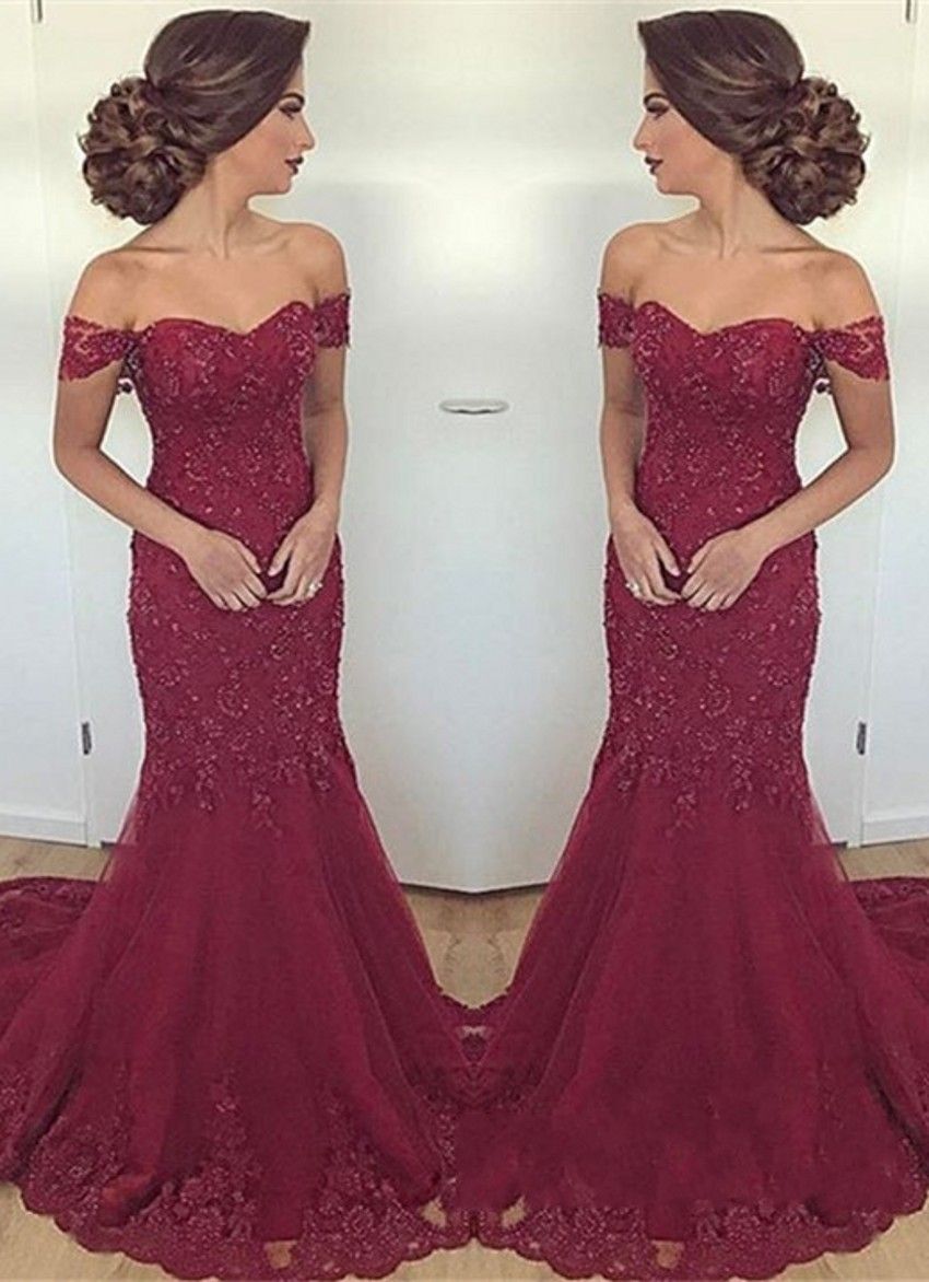 Compra Vestidos De Noche Largos Elegantes De La Sirena Del Vino Rojo Del  Amor Apliques Vestidos De Noche Formales Moldeados Vestidos De Fiesta Del  Baile De Fin De Curso Barato | Entrega