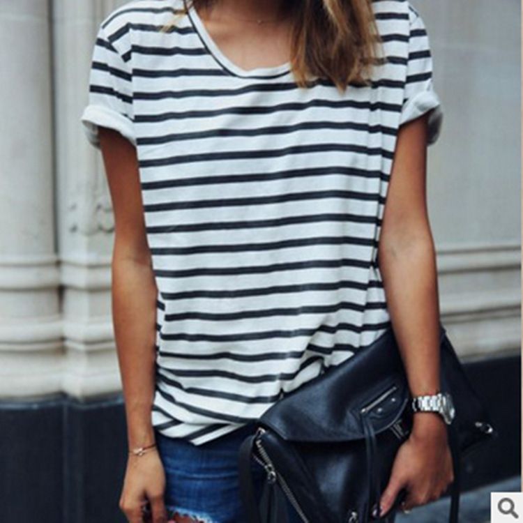 Summer 2019 Womens Navy Stripe Loose 