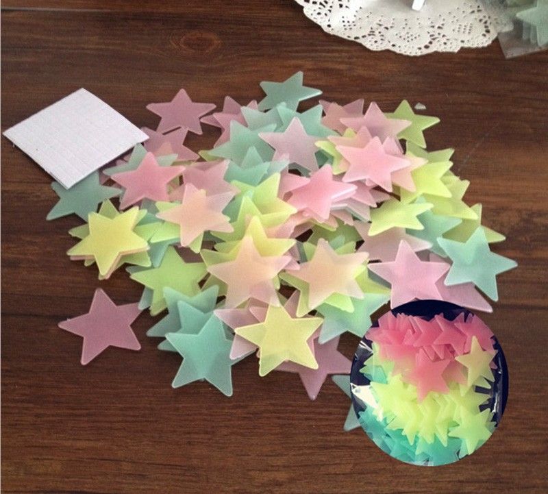 1lot Glow In Dark Luminous Cartoon Moon Star Nursery Baby Room
