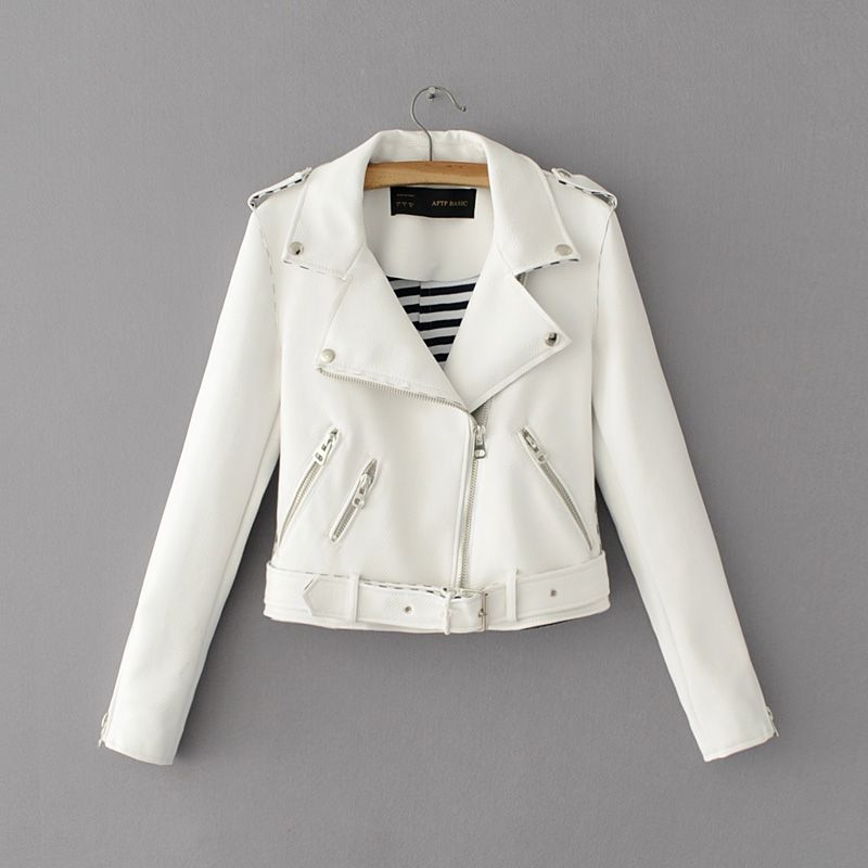 Women Candy Color Faux PU Leather Short Motorcycle Jacket Zipper Pockets  Sexy Punk Coat Ladies Casual Outwear Tops Casaco Black From Herish, $30.15  | DHgate.Com