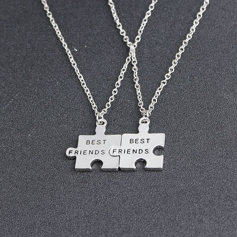 Wholesale New Jigsaw Puzzle Best Friends Necklace For 2 Handstamped Bff Two Chains Pendant Necklace Engraved Letters Gift Gold Necklace For Men Jewellery From Zj Jewelry 1 Dhgate Com