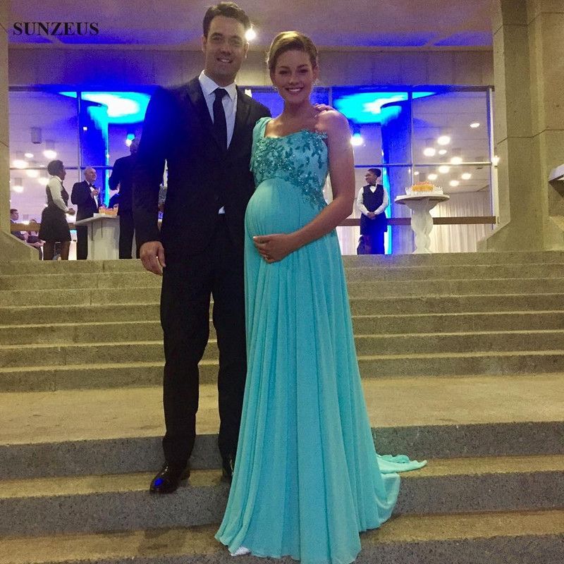 Abiti Da Sera Premaman Monospalla Sweep Train Applique In Rilievo Impero  Verde Acqua Chiffon Abiti Da Ballo Eleganti Feste Vestido De Festa 2019  E233 Da 84,83 € | DHgate Italy