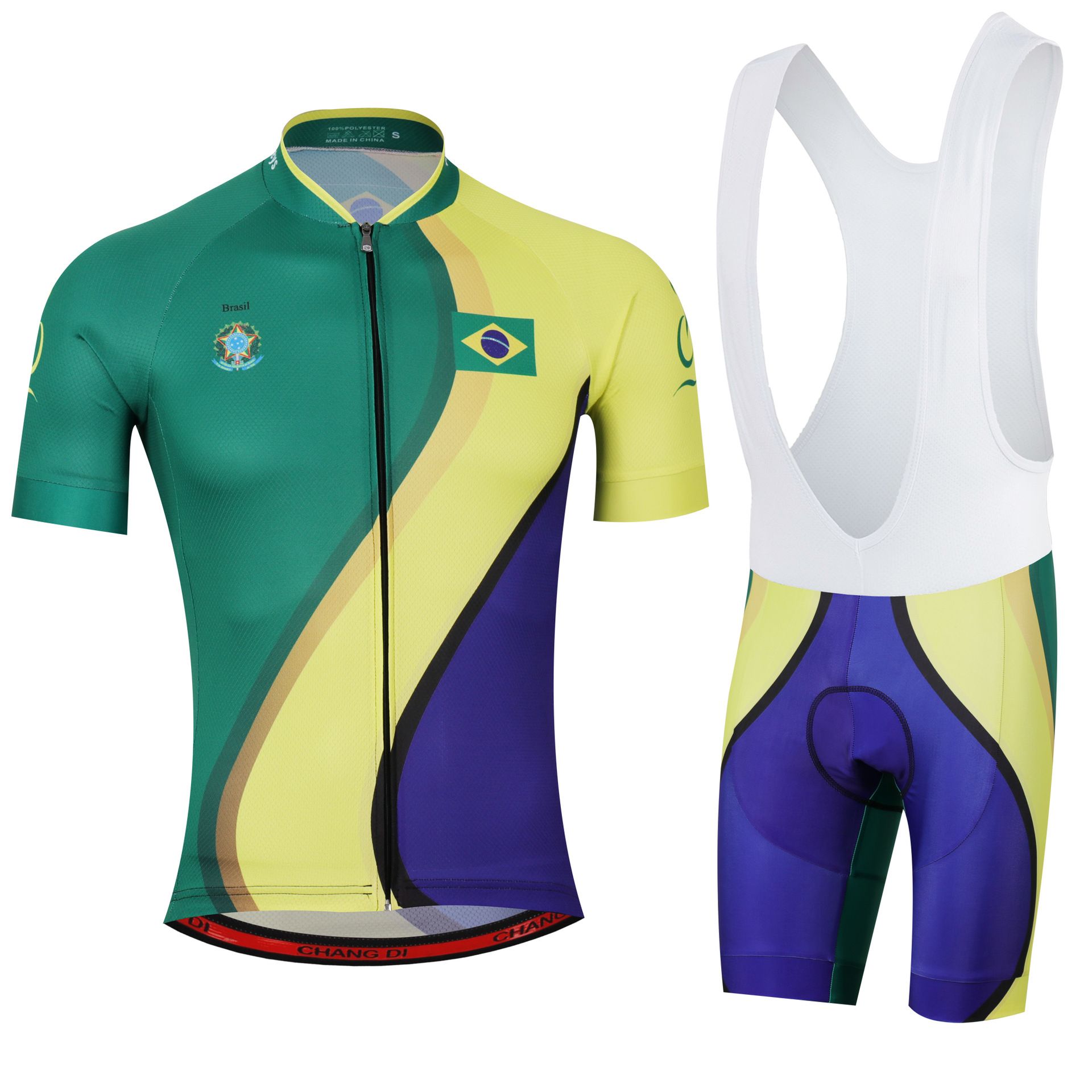 Brazil Mens Cycling Jersey Short Bicycle Bike Motocross Bib Shirt Ride Clothing