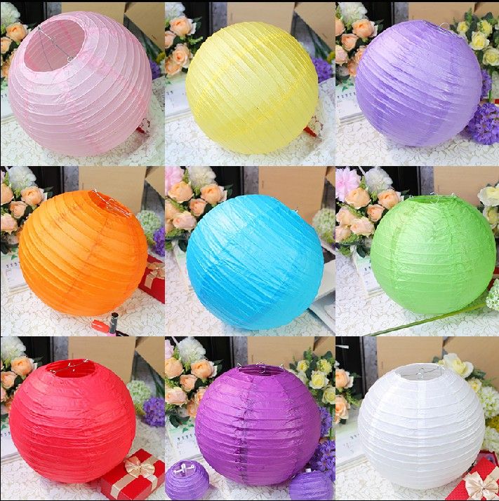 2019 New 40cm Round Chinese Lantern Colored Paper Lanterns For