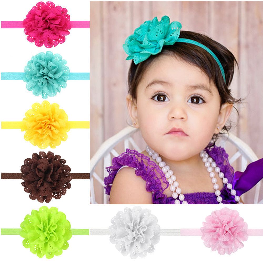 Bandeaux 10Pcs Newborn Baby Girl/'s mousseline Fleur Bandeau Bébé Élastique