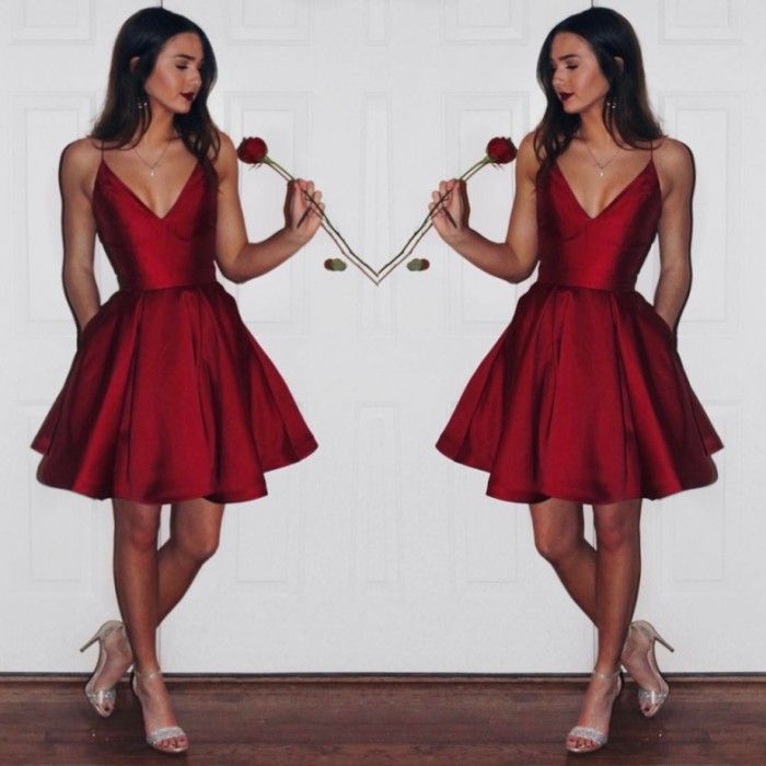 wine red cocktail dress