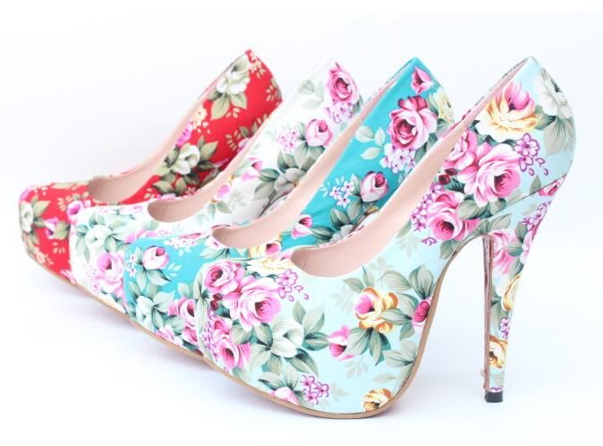 floral print high heels