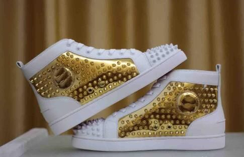 white and gold red bottoms