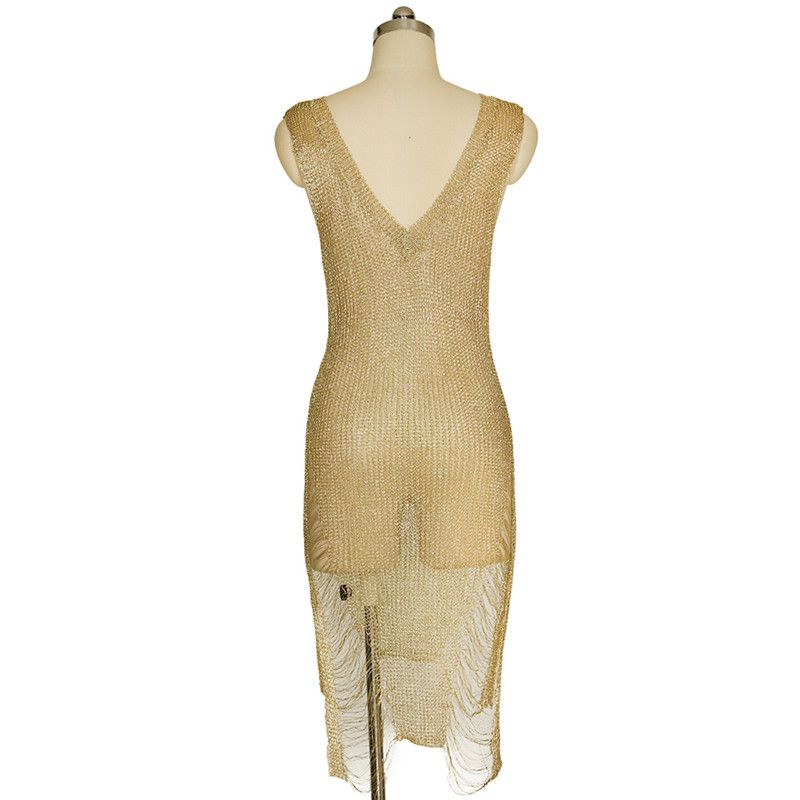 Ladies Sexy Asymmetrical Gold Beach Dress Women Sexy Double Deep V Mini Dresses From 