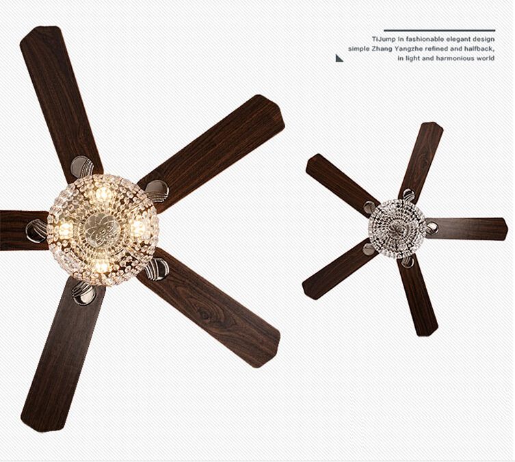 2019 Crystal Ceiling Fan Wood Leaf Antique Fan Light Fan