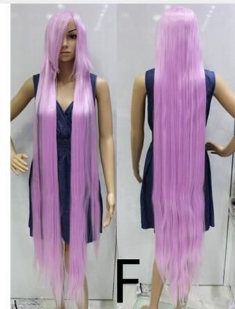 150 Cm Long Straight Wig Black Purple Long Curly Women Heat ...