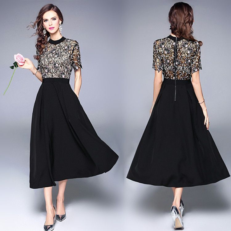 black tea length formal dresses