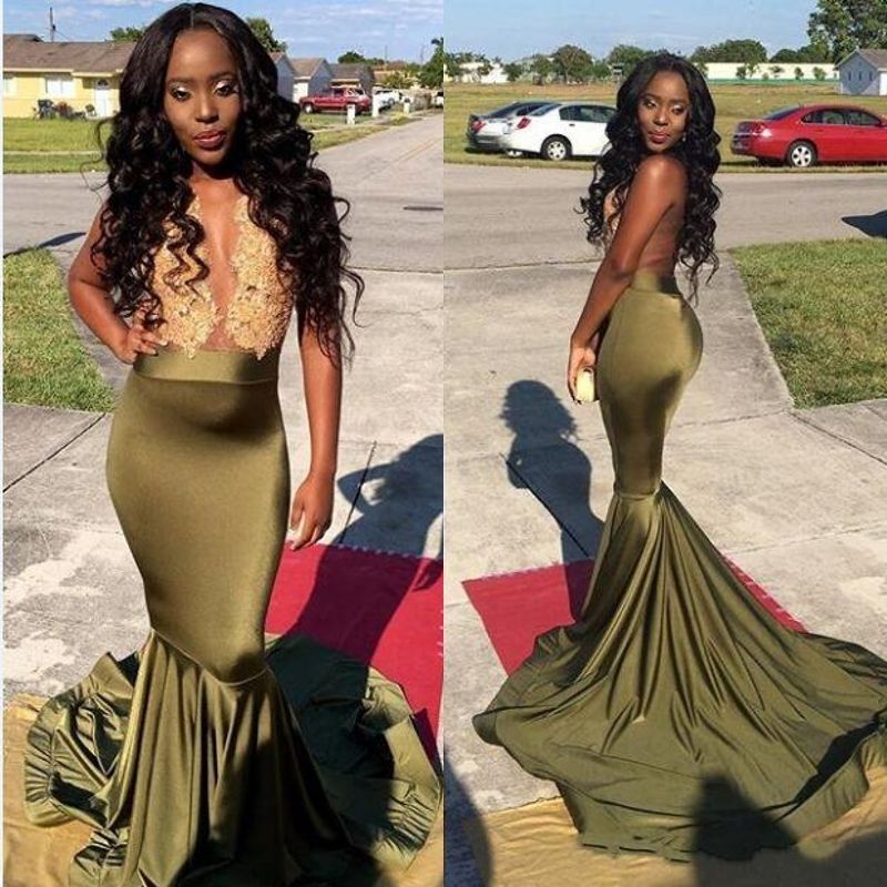 Sexy Long Prom Dress 2k19 Deep V Neck Sleeveless Lace Top Stretch