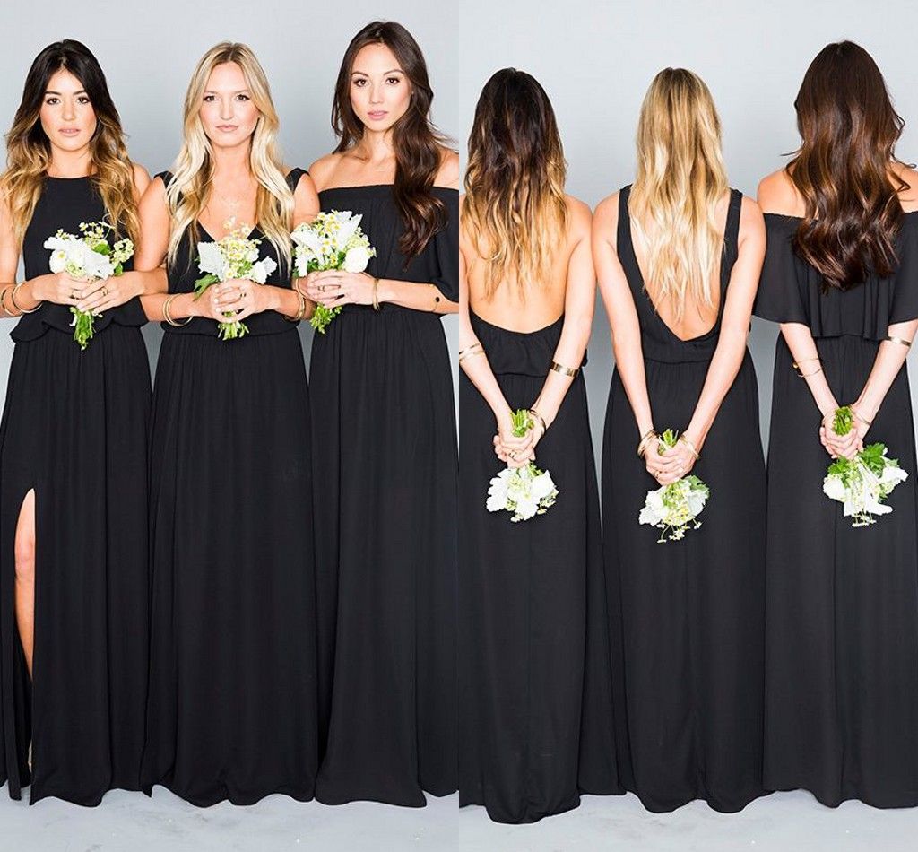 black boho bridesmaid dresses