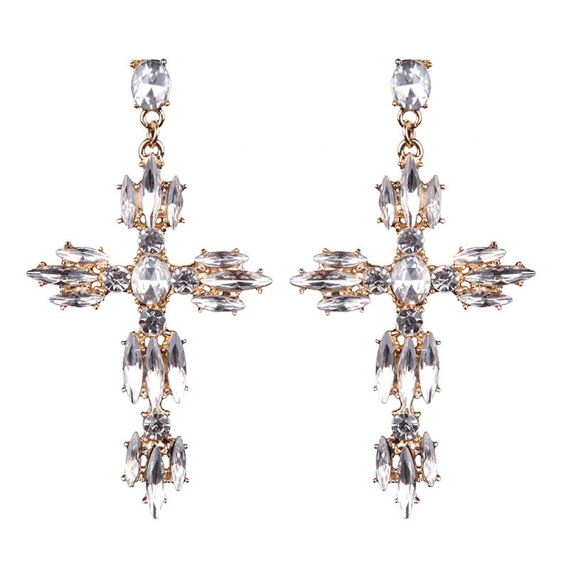 Acheter Cristal De Luxe Boucle Doreille En Forme De Croix Sexy Femmes Multi Couleur Boheme Declaration De Mariage Boucles Doreilles Maxi Bijoux De 2 86 Du Dhfashionshow Dhgate Com