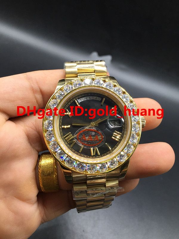 Gold shell, black dial