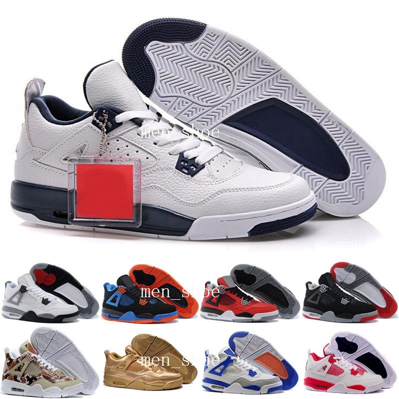 With Box High Quality 4s Mens Basketball Shoes 4s White