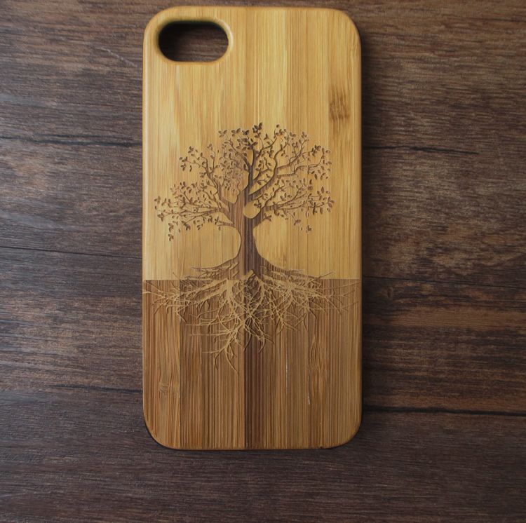 Factory Sell Real Wood Material Phone Case Custom Carved Wooden Bamboo