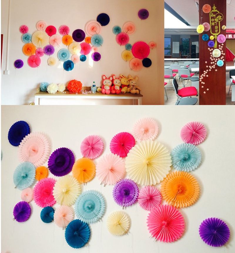 Decorative Wedding Paper Crafts Fan 20 30cm Flower Origami Paper