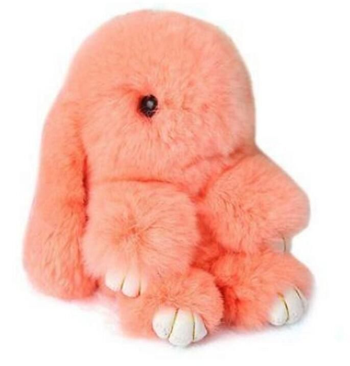 Pink Real Fur Keyring Easter Bunny Cute Rex Rabbit Bunny Bag Charm 