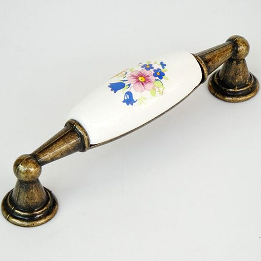 Rural Style bismarckbeer stile rurale fiore maniglia pomello in ceramica armadio cassettiera manopole maniglie Single P01 38mm