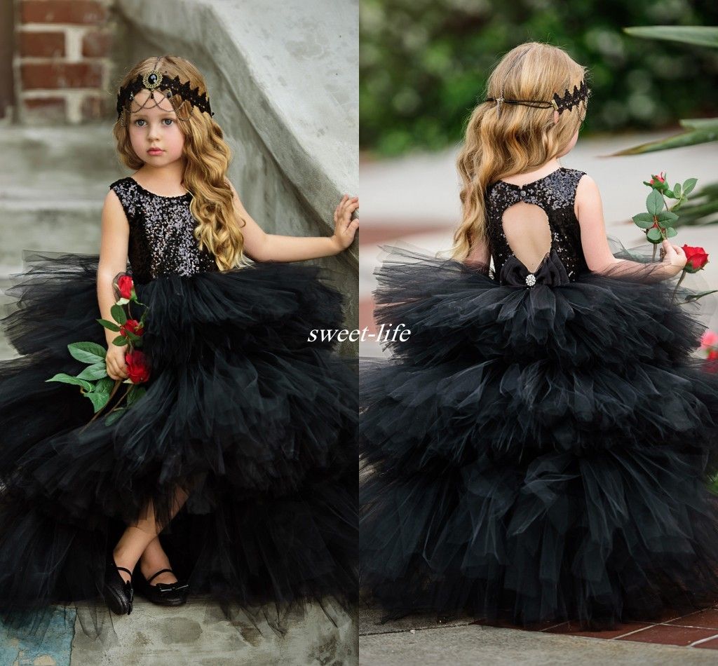 girls black ball gown