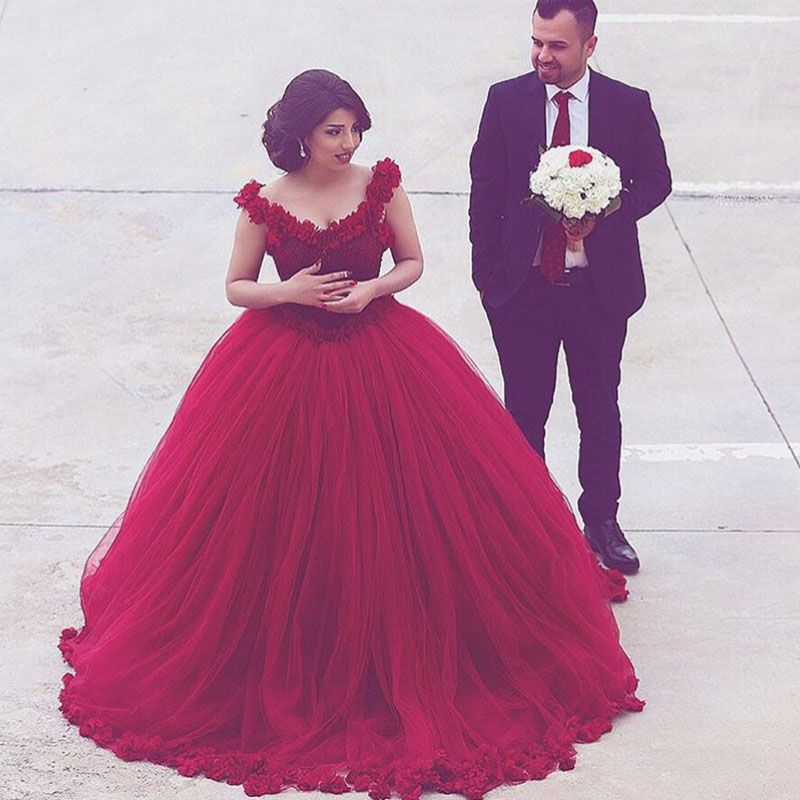 burgundy wedding gown