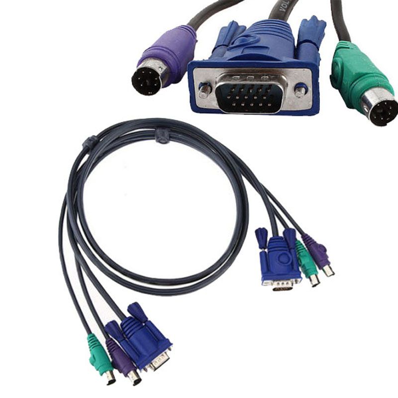 New 5 Feet 1.5M PS2 KVM Switch Computer Cable Set For VGA Keyboard Mouse US