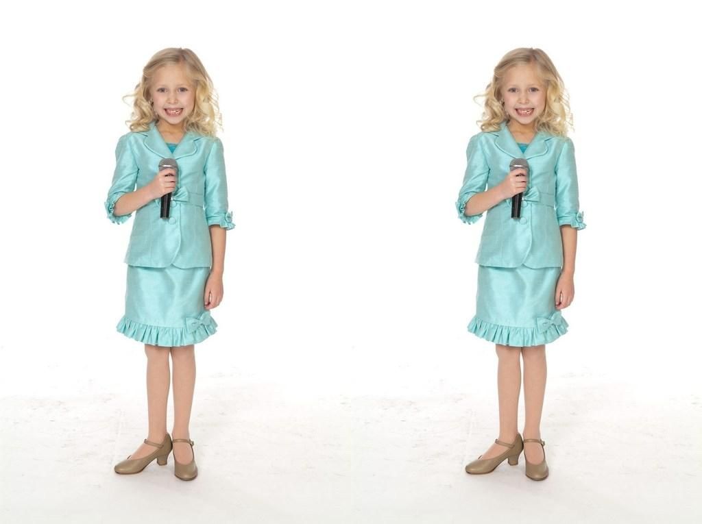 Little Girl Pageant Interview Outfits Custom Made Light Sky Blue Kids