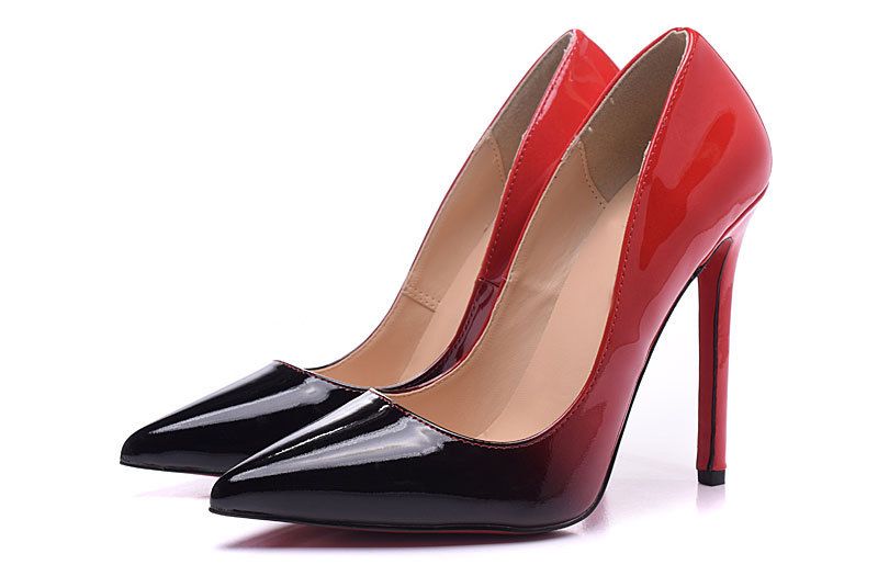 red and black high heel shoes