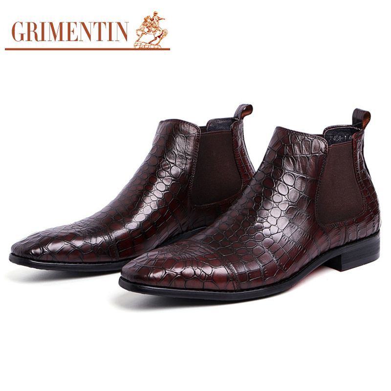 Grosshandel Grimentin Heisser Verkauf Kleid Braun Herren Stiefel Modedesigner Echtes Leder Krokodil Stil Manner Stiefeletten Schwarz Italienische Marke Mens Schuhe Von Grimentin 195 03 Auf De Dhgate Com Dhgate