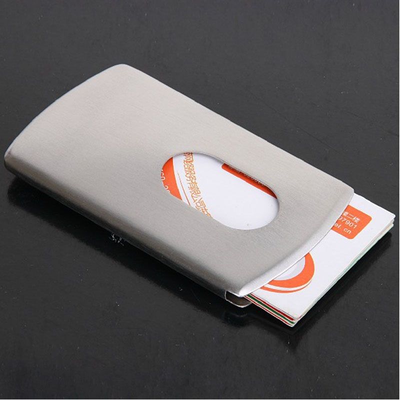 Modern Vogue Stainless Steel Business Name Credit ID Card Holder Box Pocket Case
