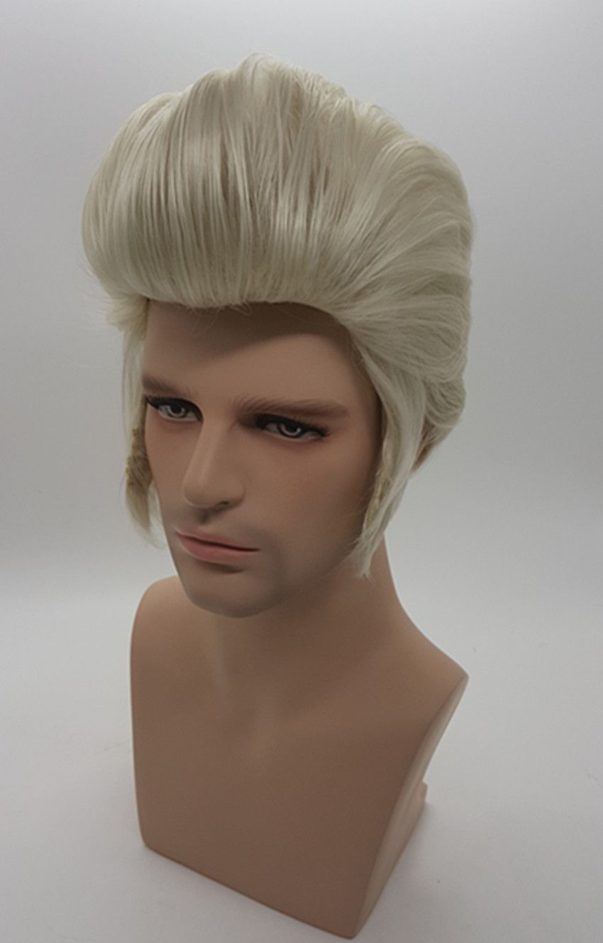 Elivs New Fashion Punk Style Male Cosplaywig Man Short Platinum