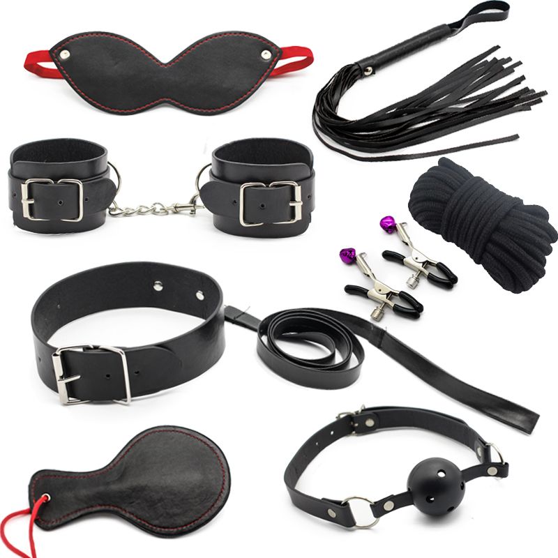 Pack Adult Games Sex Product For Couples Bondage Restraint Set Handcuff Whip Mask Rope Erotic