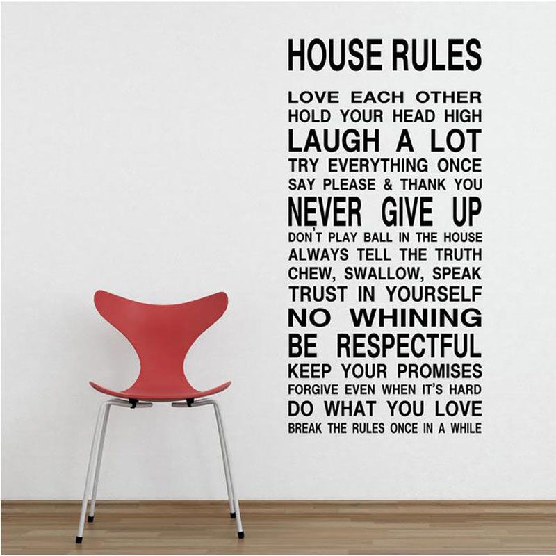 Large House Rules wall art quote stickers family wall art decal wall