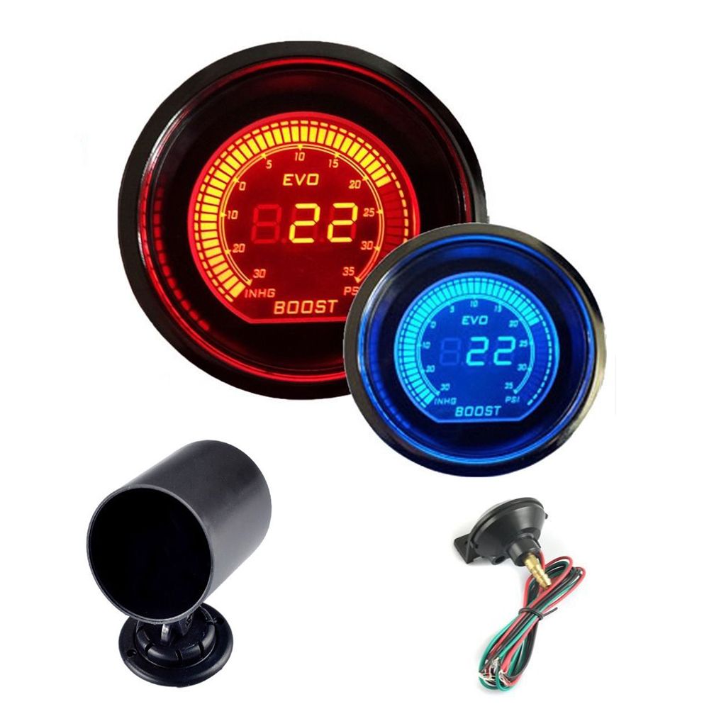 2/" inch 52mm Universal Car LED Smoke Lens 12V Turbo Boost Bar Gauge Meter