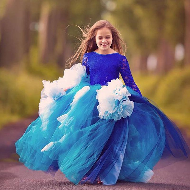 girls blue ball gown