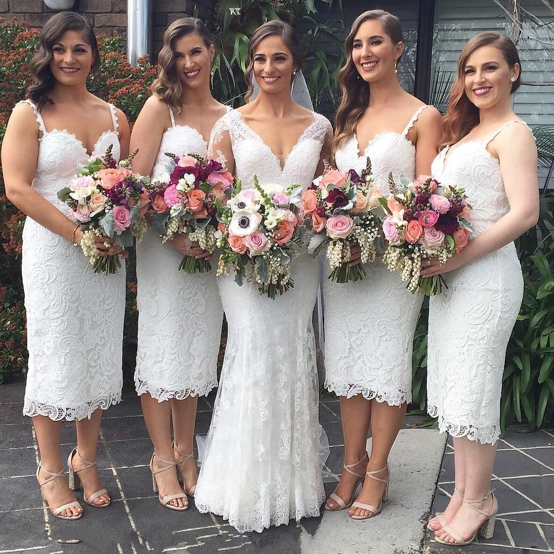 ivory lace bridesmaid dresses