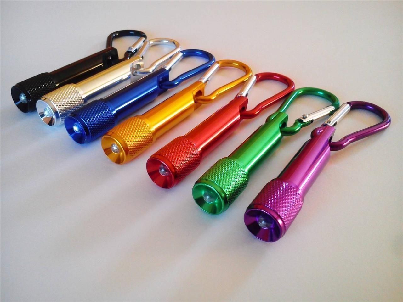 Mini LED Flashlight Aluminum Alloy Torch With Carabiner Ring Keyrings