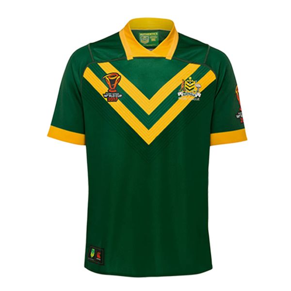 Australia Kangaroos 2017 Players Rugby Polo Shirt Dark Forest Size M