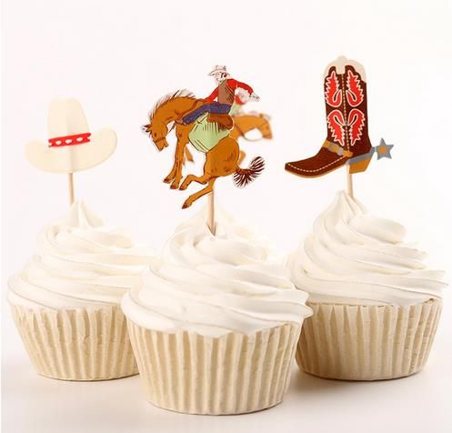 Western Cowboys Cupcake Toppers Party Kids Baby Bridal Shower