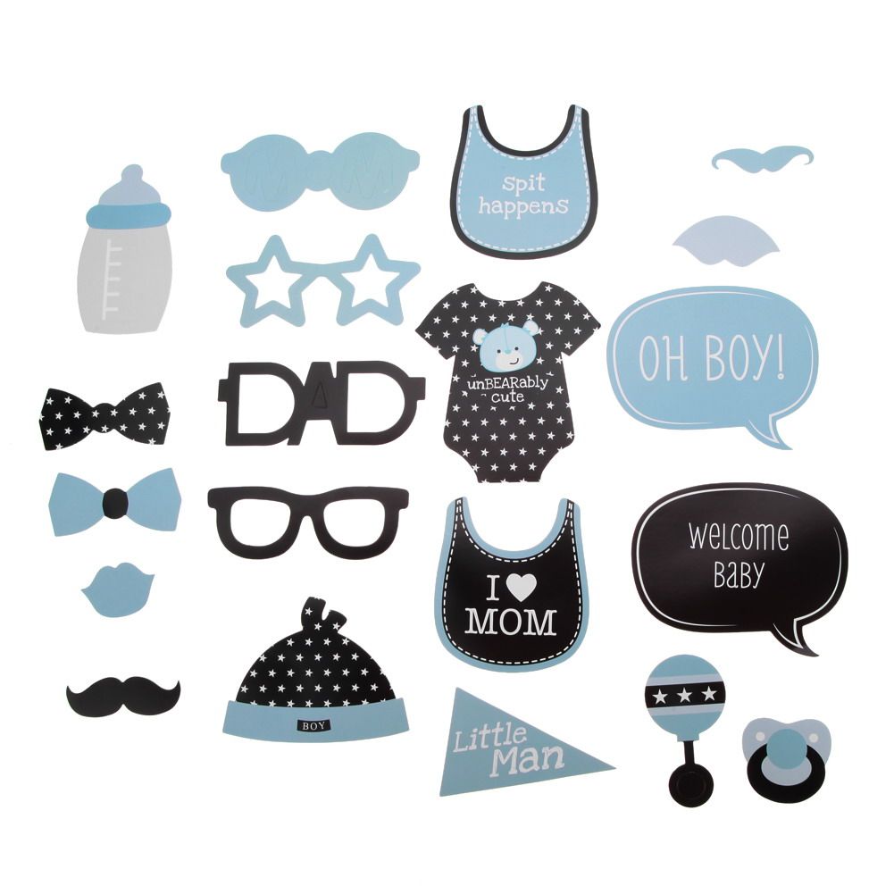 Acheter Pas Cher Nouveau Mignon Bebe Douche Son Un Garcon Fille Photo Booth Props Decoration Danniversaire Bleu Bapteme Partie Photobooth Fournitures Du 4 97 Fr Dhgate