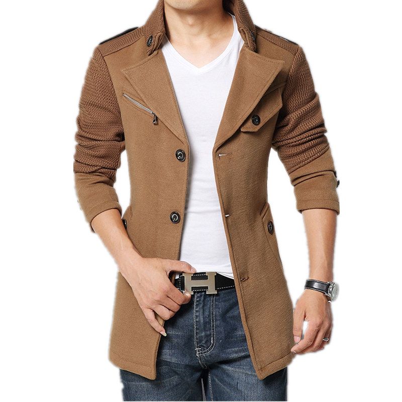 mens khaki peacoat