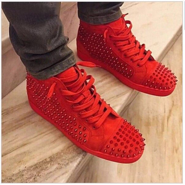 New Fashion Rivet Studs Mens Shoes Casual Lace Up Superstar Platform Shoes Men Trainers Suede Leather High Top Spiked Sneakers Navy Shoes Blue Shoes